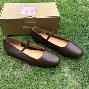 Madewell Chocolate Leather Mary Jane Flats